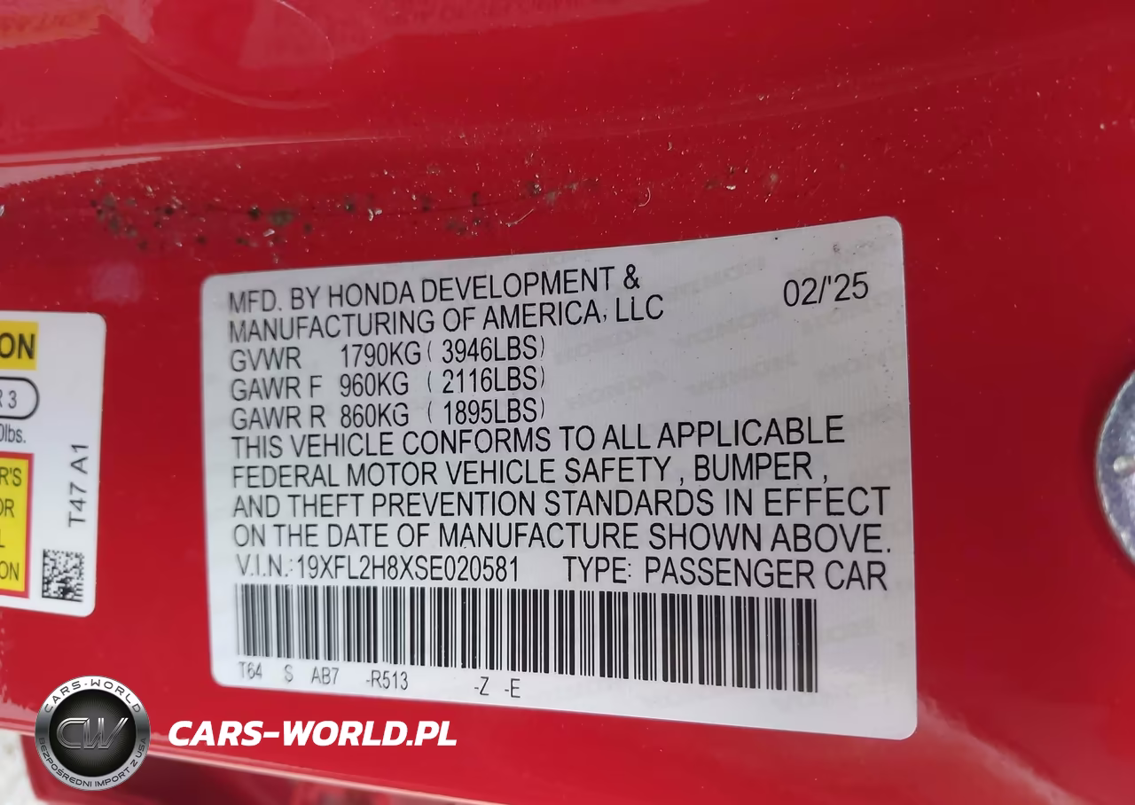 2025 Honda Civic Sedan Sport VIN:19XFL2H8XSE020581 - 9