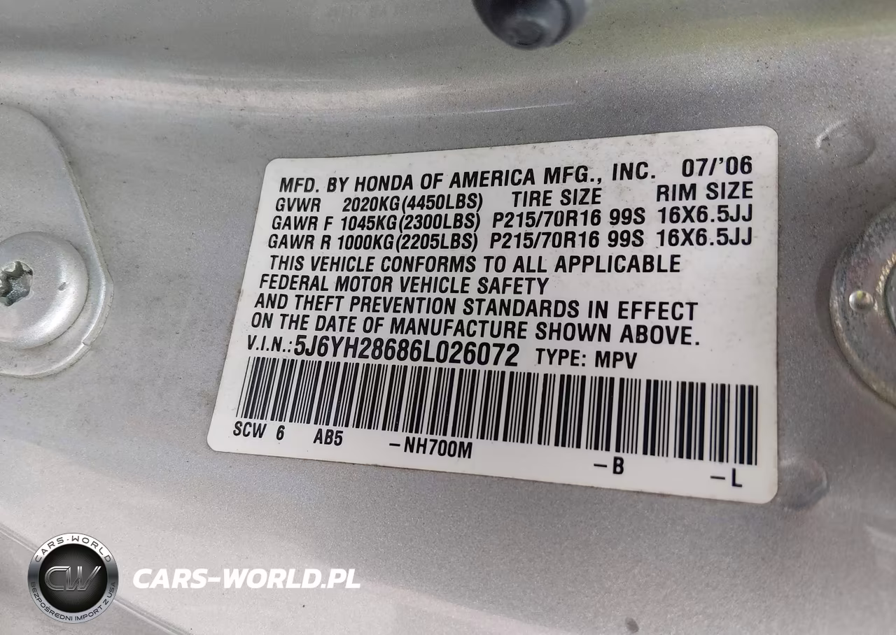 2006 Honda Element Ex VIN:5J6YH28686L026072 - 9