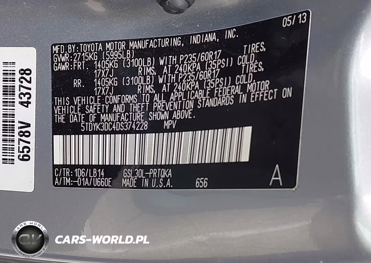 2013 Toyota Sienna Xle V6 8 Passenger VIN:5TDYK3DC4DS374228 - 9