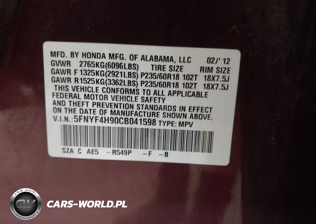 2012 Honda Pilot Touring VIN:5FNYF4H90CB041598 - 9