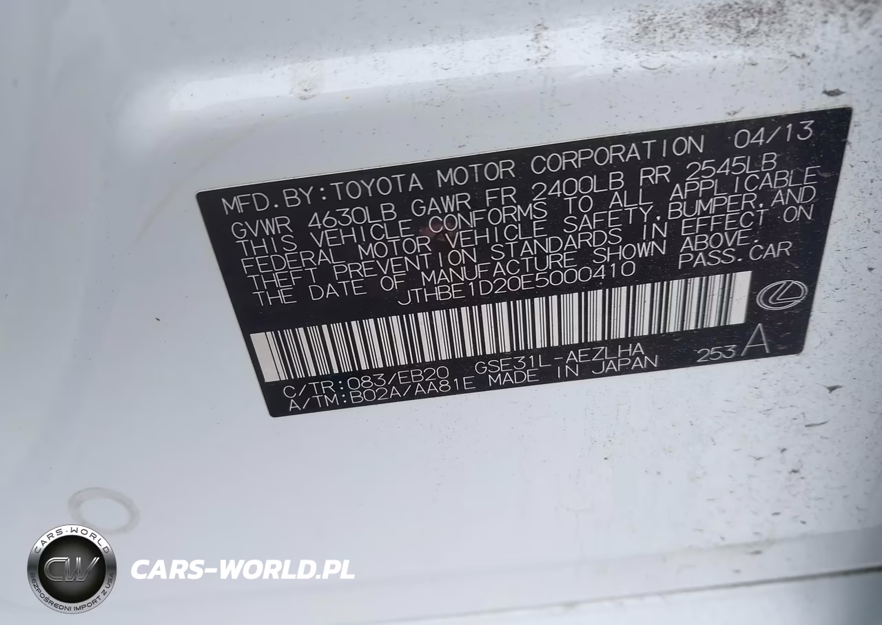 2014 Lexus Is 350 VIN:JTHBE1D20E5000410 - 9