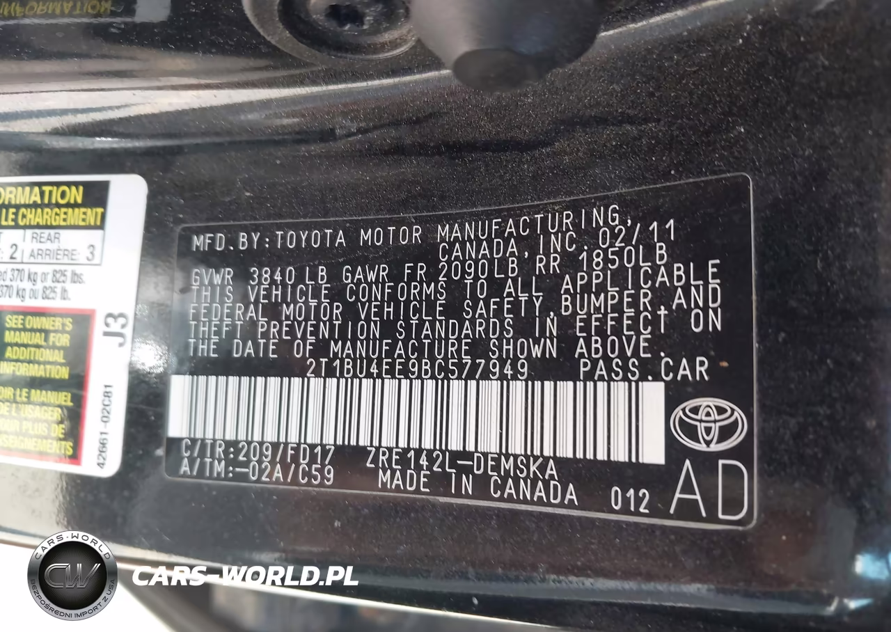 2011 Toyota Corolla S VIN:2T1BU4EE9BC577949 - 9