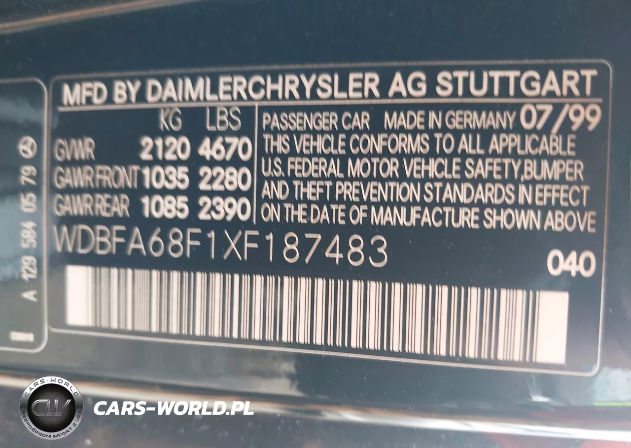 1999 Mercedes-Benz Sl 500 VIN:WDBFA68F1XF187483 - 9
