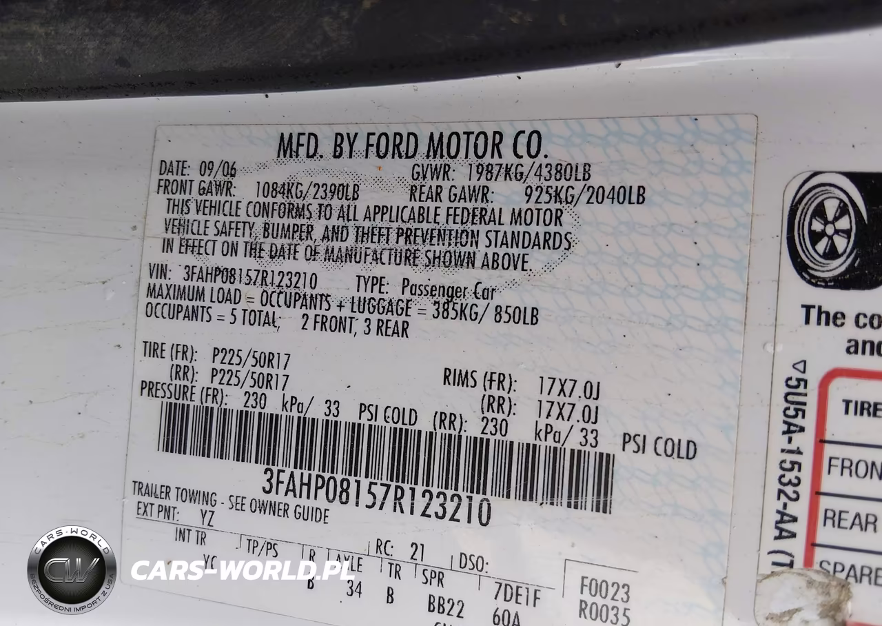 2007 Ford Fusion Sel VIN:3FAHP08157R123210 - 9