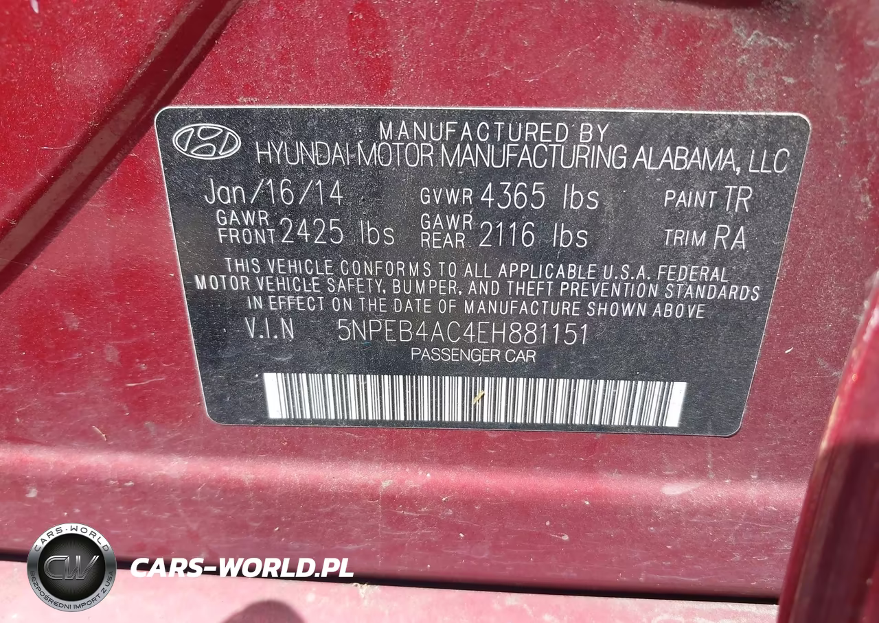 2014 Hyundai Sonata Gls VIN:5NPEB4AC4EH881151 - 9