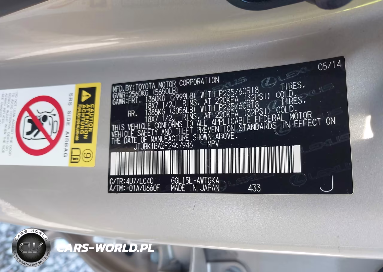 2015 Lexus Rx 350 VIN:JTJBK1BA2F2467946 - 9