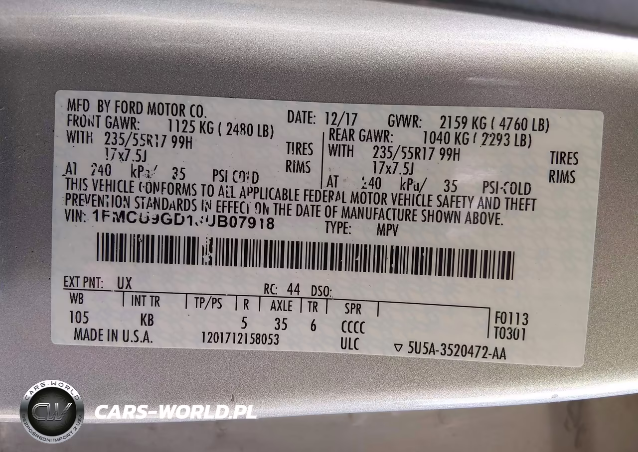 2018 Ford Escape Se VIN:1FMCU9GD1JUB07918 - 9