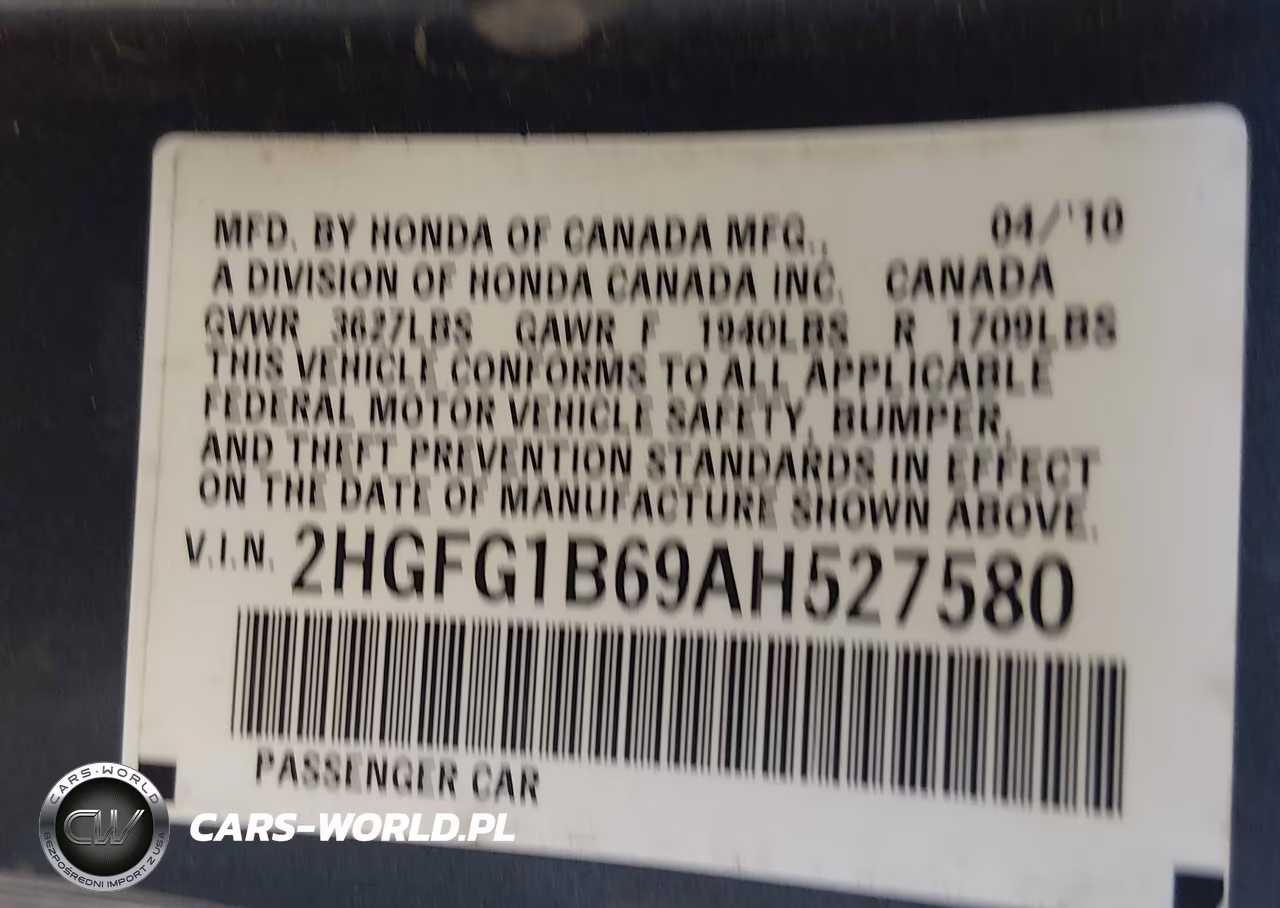 2010 Honda Civic Lx VIN:2HGFG1B69AH527580 - 9