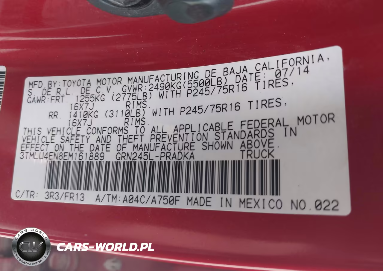 2014 Toyota Tacoma Base V6 VIN:3TMLU4EN8EM161889 - 9