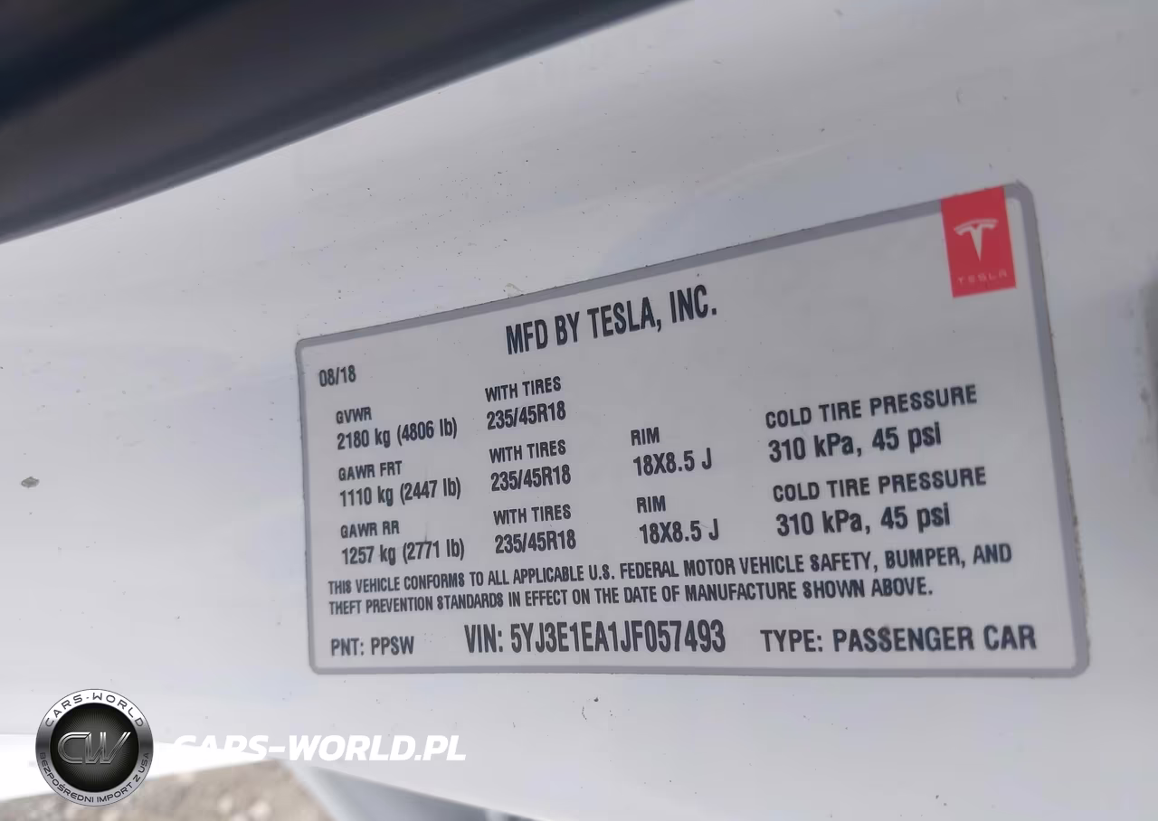 2018 Tesla Model 3 Long Range-Mid Range VIN:5YJ3E1EA1JF057493 - 9