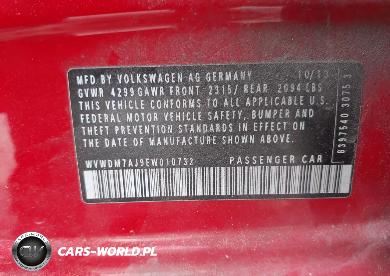 2014 Volkswagen Golf 2.0L Tdi VIN:WVWDM7AJ9EW010732 - 9
