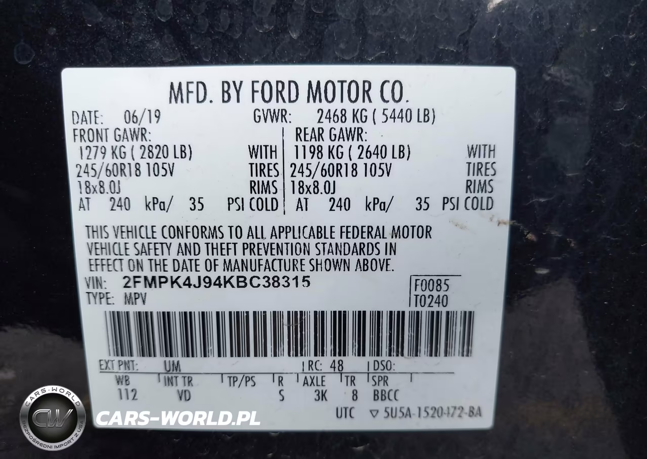 2019 Ford Edge Sel VIN:2FMPK4J94KBC38315 - 9