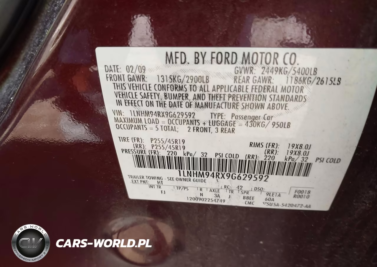 2009 Lincoln Mks VIN:1LNHM94RX9G629592 - 9