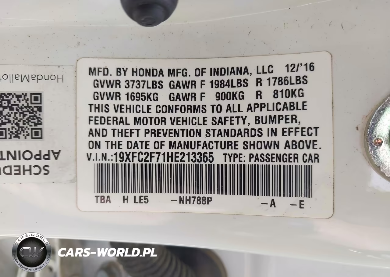 2017 Honda Civic Ex VIN:19XFC2F71HE213365 - 9