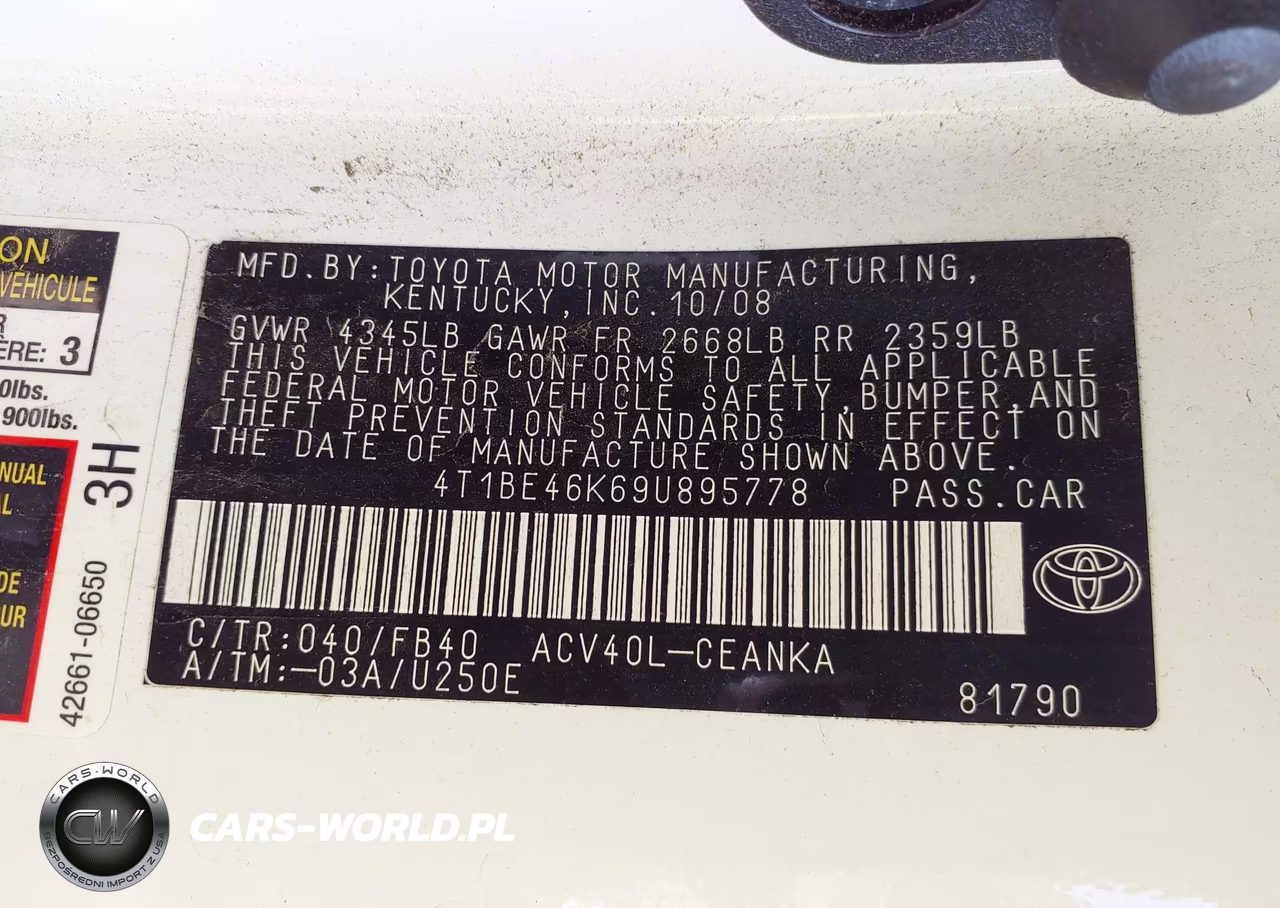 2009 Toyota Camry Le VIN:4T1BE46K69U895778 - 9