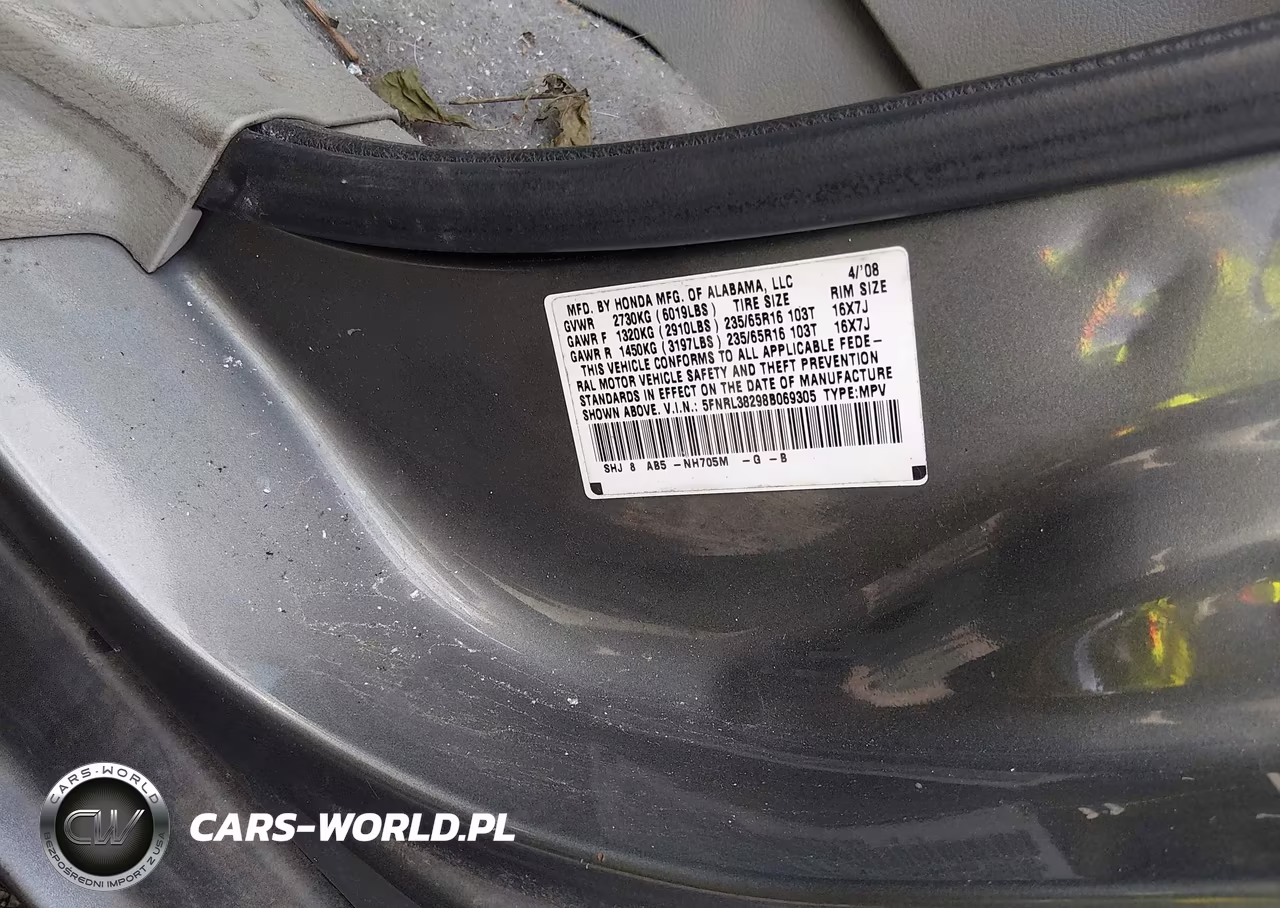 2008 Honda Odyssey Lx VIN:5FNRL38298B069305 - 9