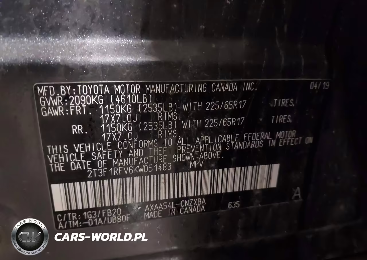 2019 Toyota Rav4 Le VIN:2T3F1RFV6KW051483 - 9
