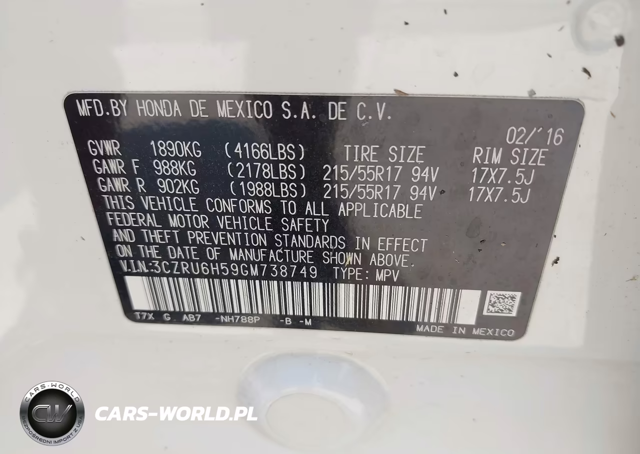 2016 Honda Hr-V Ex VIN:3CZRU6H59GM738749 - 9