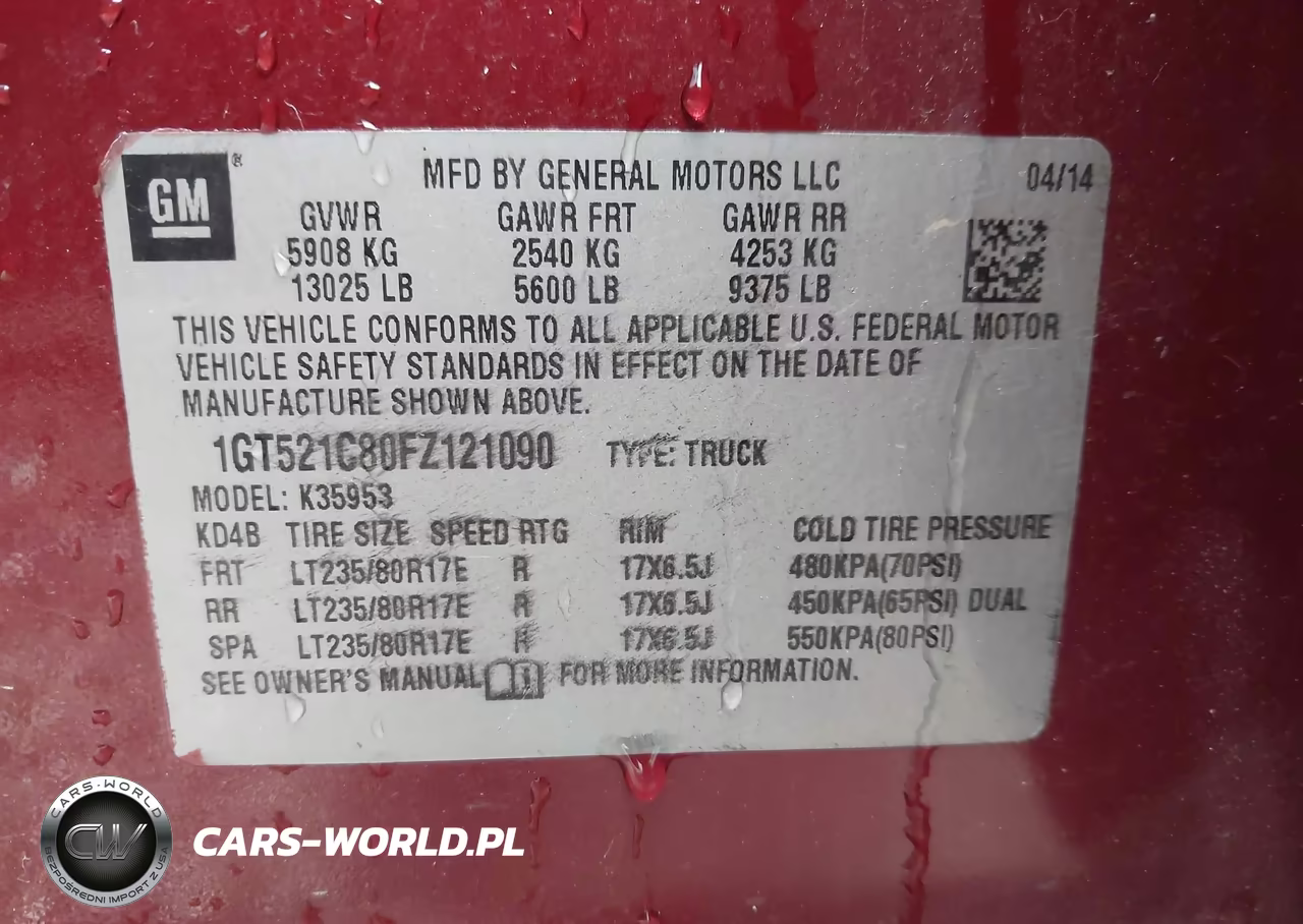 2015 GMC Sierra 3500Hd VIN:1GT521C80FZ121090 - 8