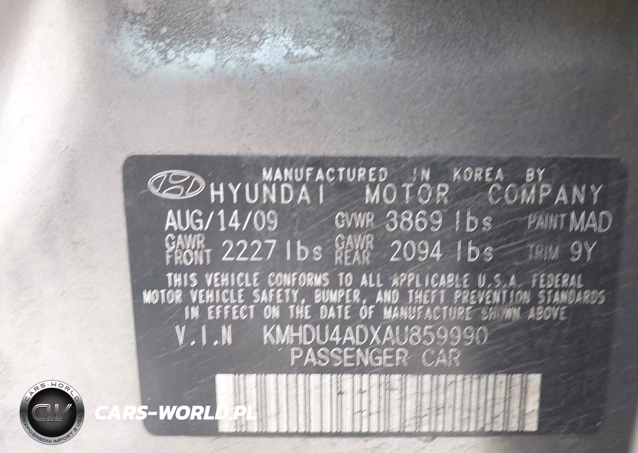 2010 Hyundai Elantra Gls VIN:KMHDU4ADXAU859990 - 9