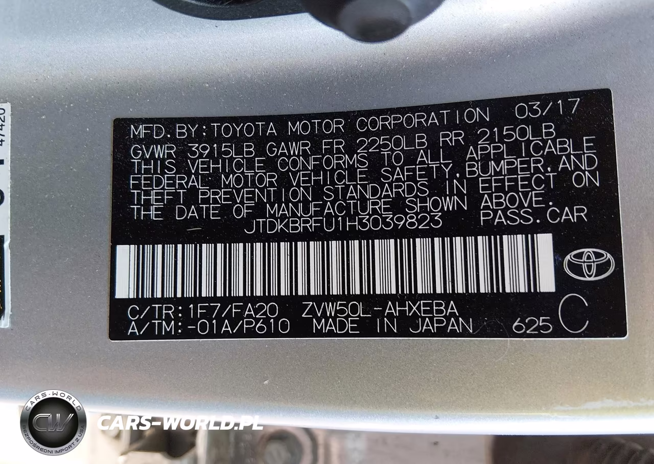 2017 Toyota Prius Two VIN:JTDKBRFU1H3039823 - 9
