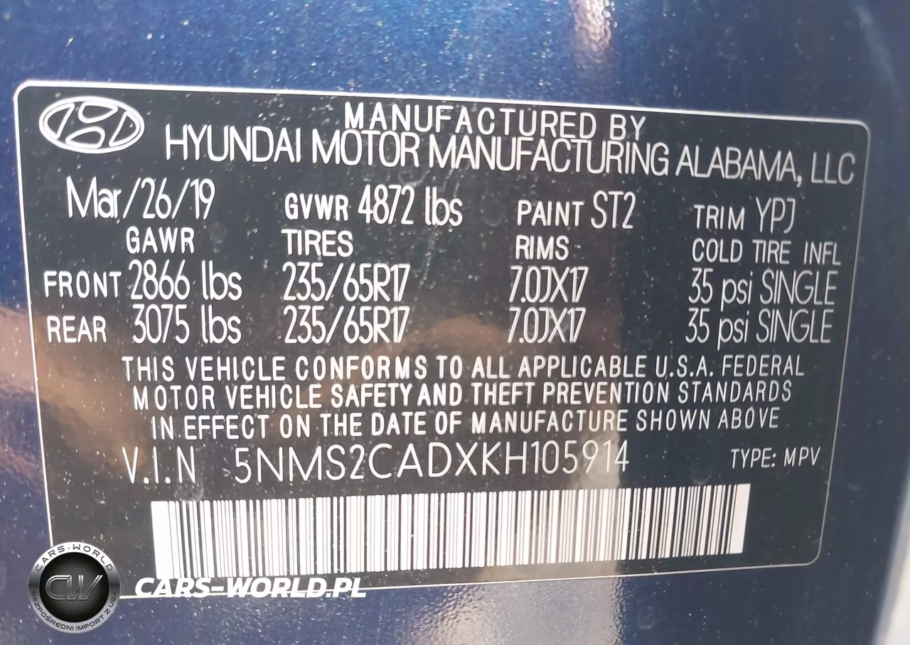 2019 Hyundai Santa Fe Se VIN:5NMS2CADXKH105914 - 9