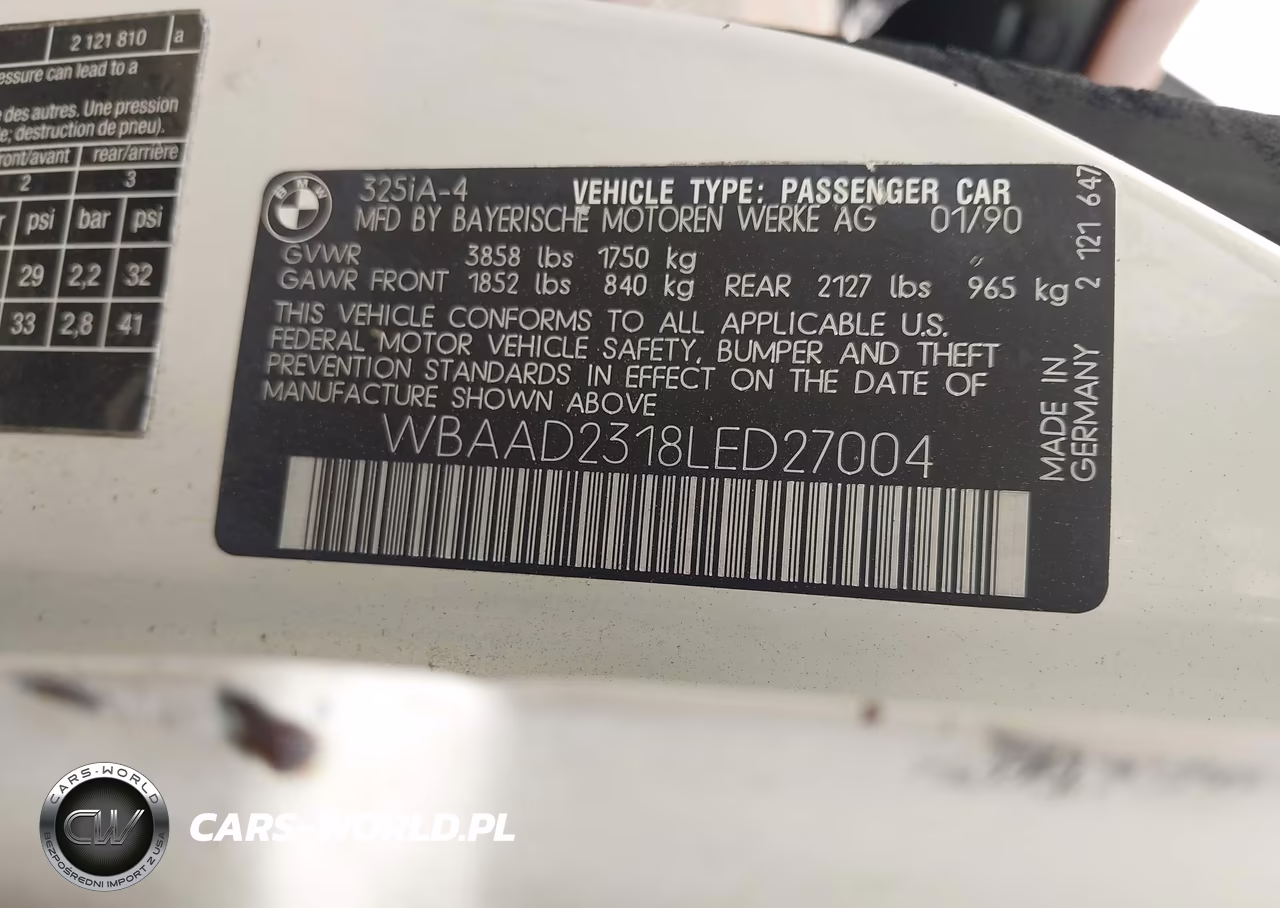 1990 BMW 325 I Automatic VIN:WBAAD2318LED27004 - 9
