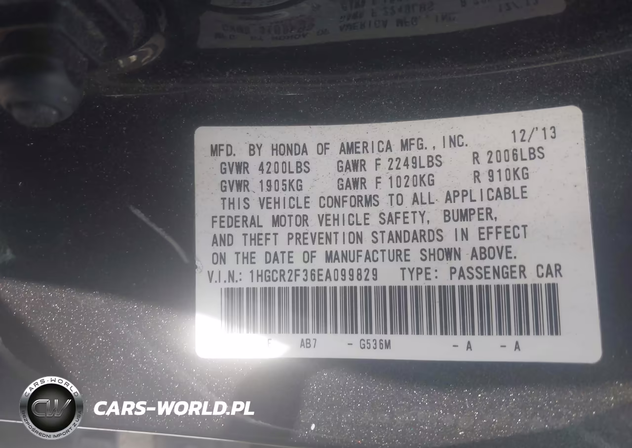 2014 Honda Accord Lx VIN:1HGCR2F36EA099829 - 9