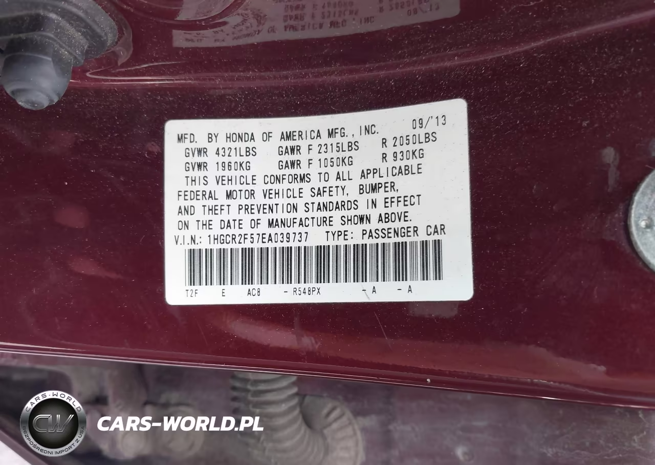 2014 Honda Accord Sport VIN:1HGCR2F57EA039737 - 9