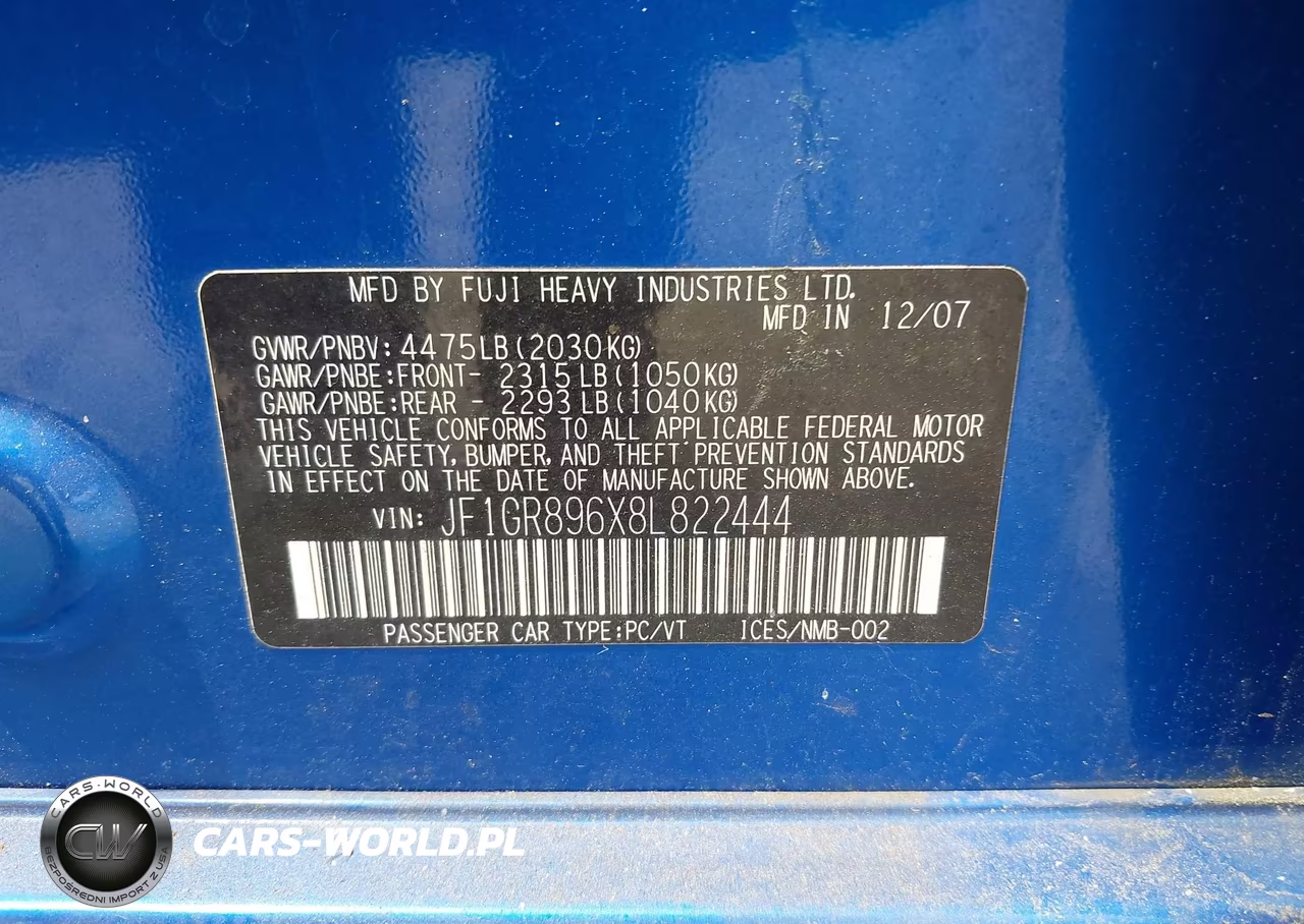 2008 Subaru Impreza Wrx Sti VIN:JF1GR896X8L822444 - 9