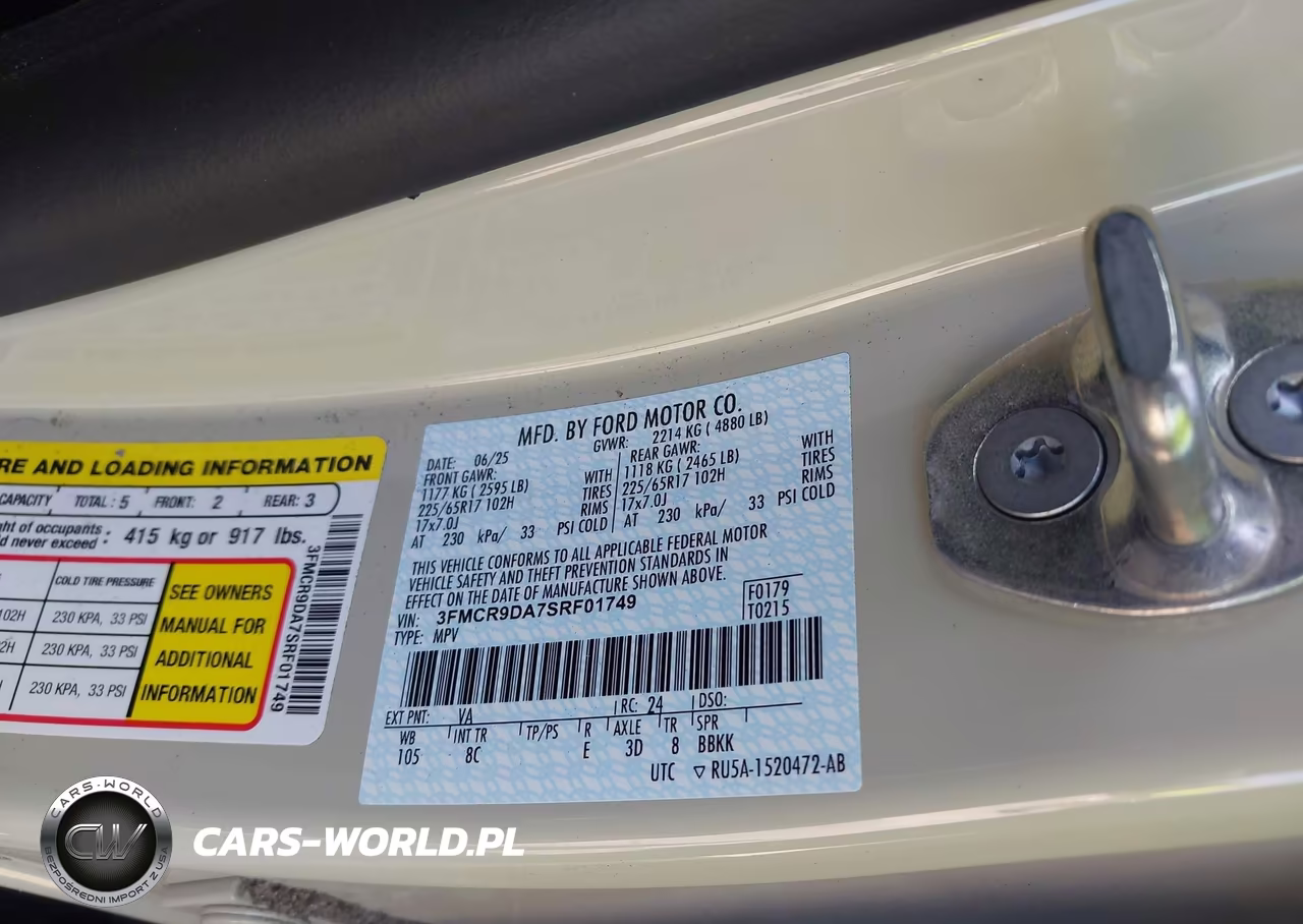 2025 Ford Bronco Sport Badlands VIN:3FMCR9DA7SRF01749 - 9