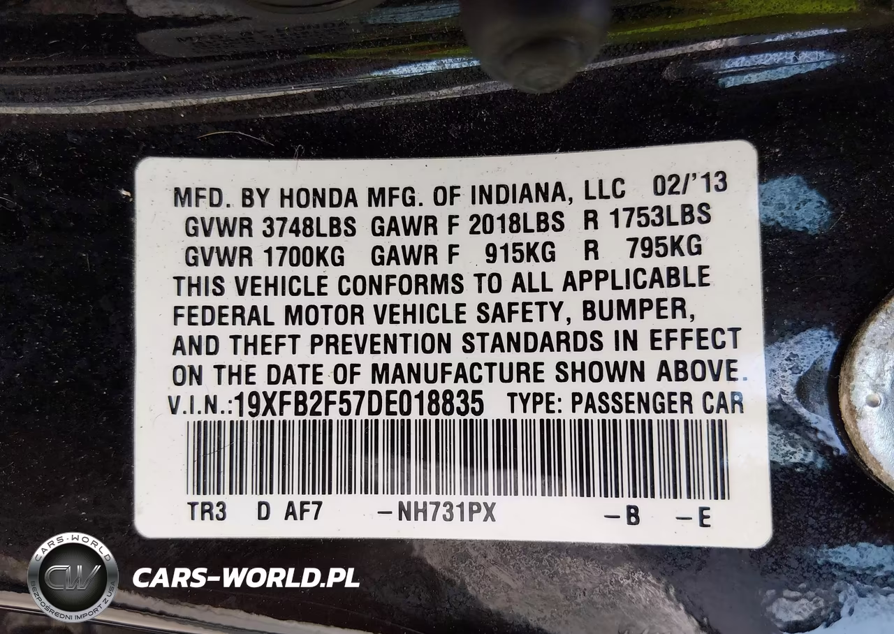 2013 Honda Civic Lx VIN:19XFB2F57DE018835 - 9