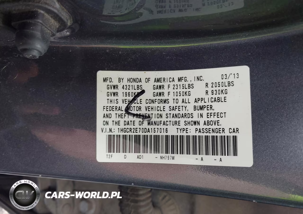 2013 Honda Accord Ex VIN:1HGCR2E70DA157016 - 9