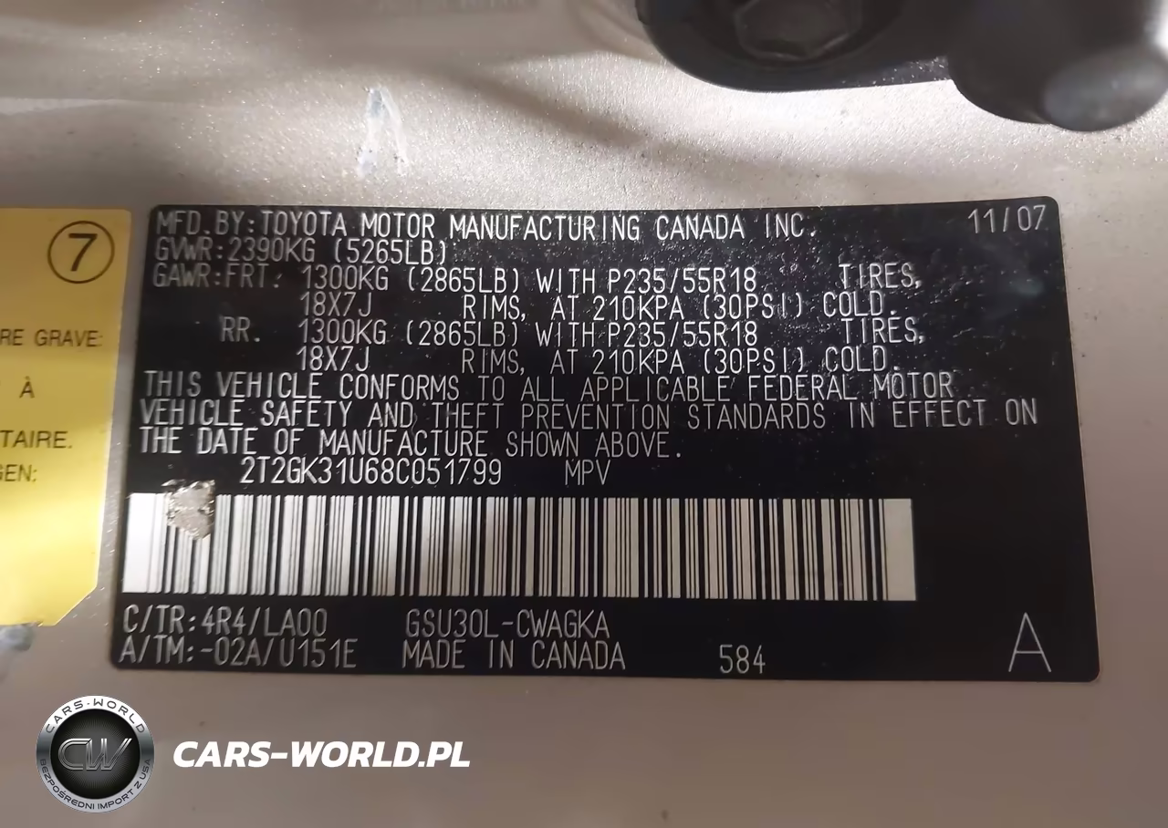 2008 Lexus Rx 350 VIN:2T2GK31U68C051799 - 9