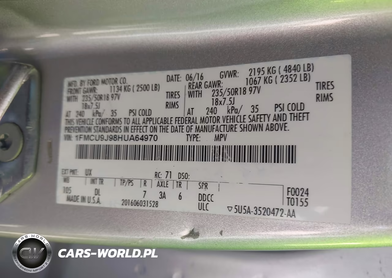 2017 Ford Escape Titanium VIN:1FMCU9J98HUA64970 - 9