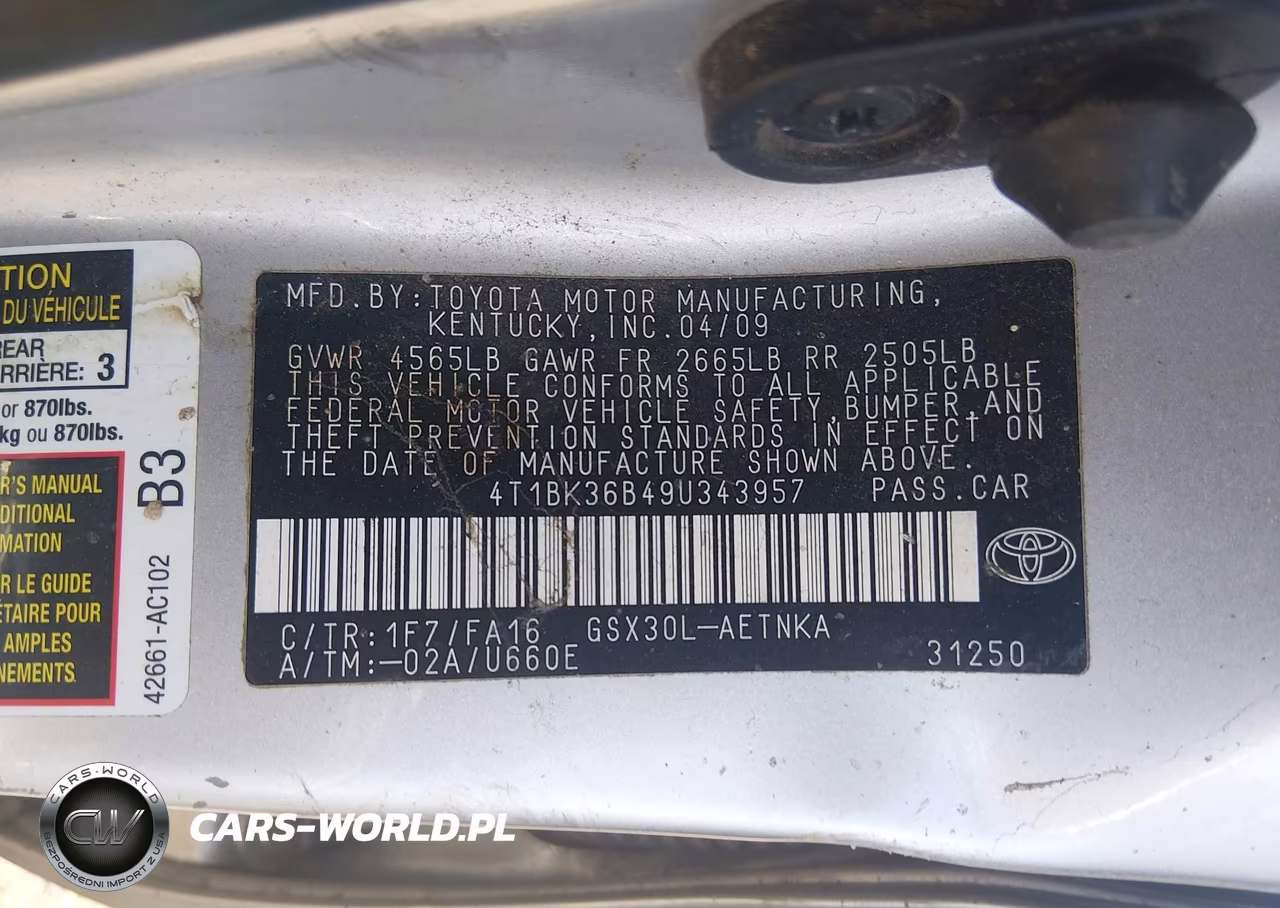 2009 Toyota Avalon Xl VIN:4T1BK36B49U343957 - 9