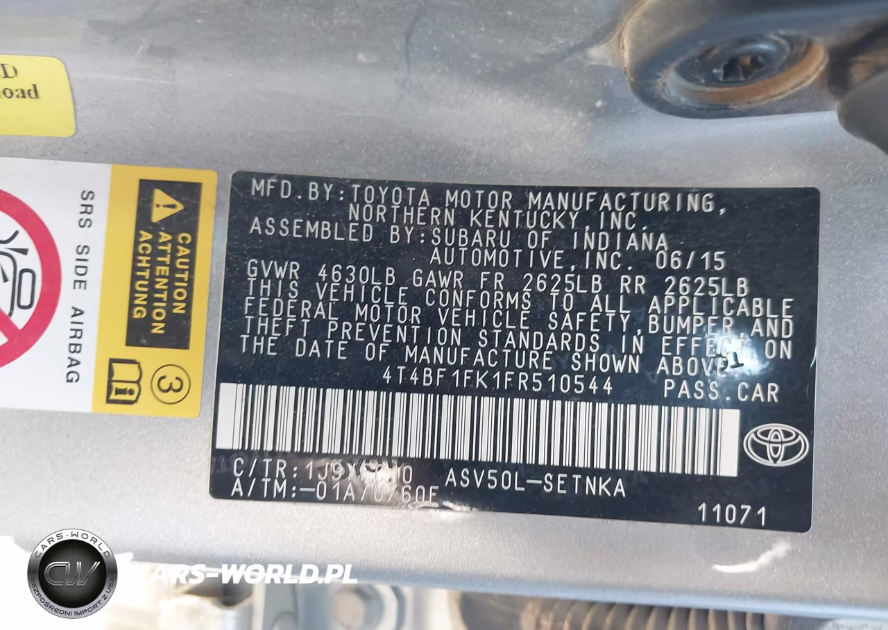 2015 Toyota Camry Le VIN:4T4BF1FK1FR510544 - 9
