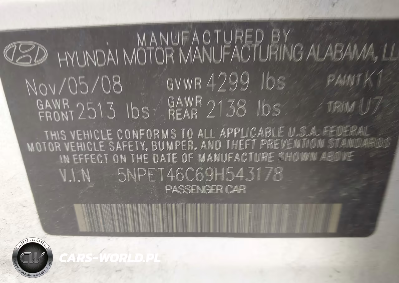 2009 Hyundai Sonata Gls VIN:5NPET46C69H543178 - 9