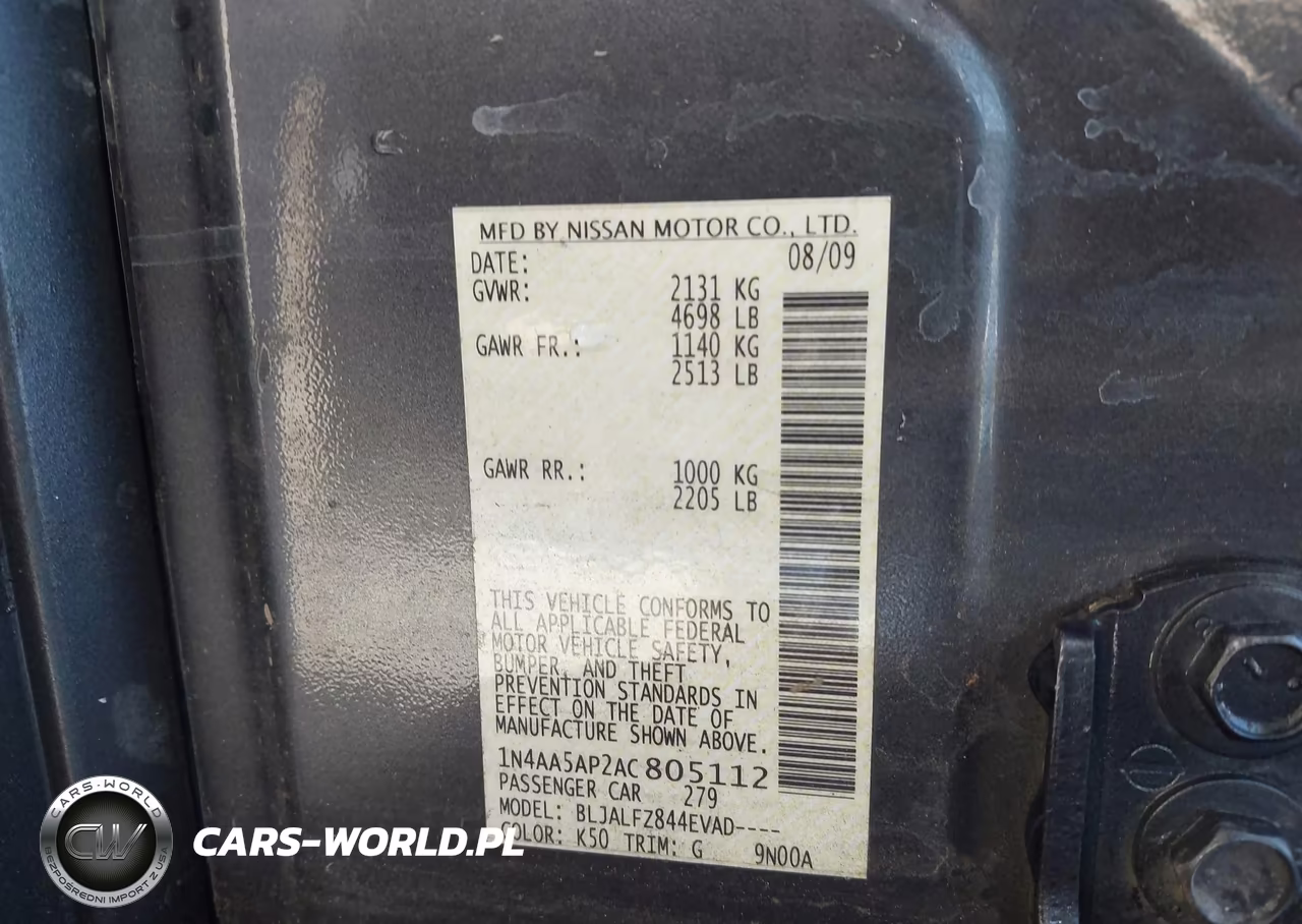 2010 Nissan Maxima 3.5 Sv VIN:1N4AA5AP2AC805112 - 9