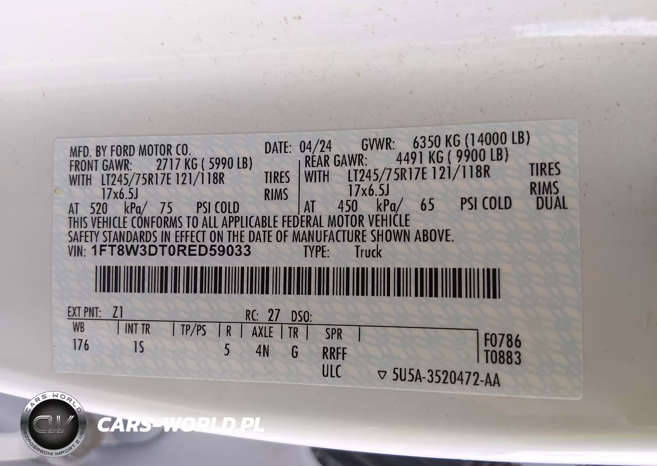 2024 Ford F-350 Xl VIN:1FT8W3DT0RED59033 - 8