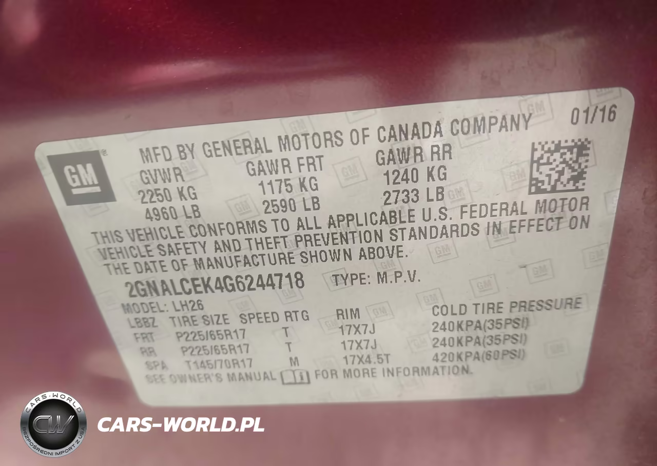 2016 Chevrolet Equinox Lt VIN:2GNALCEK4G6244718 - 9