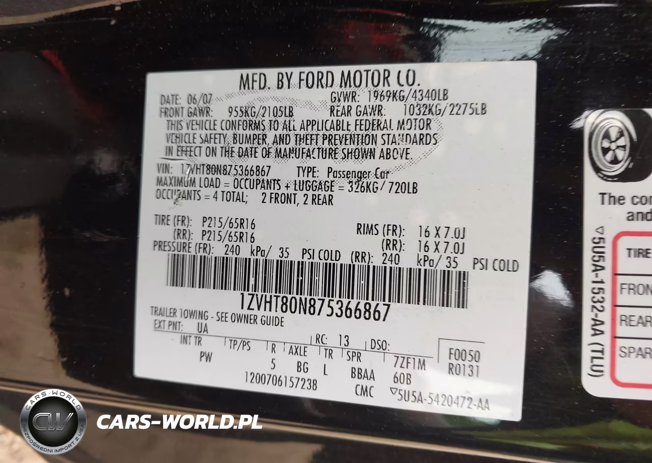 2007 Ford Mustang V6 Deluxe-V6 Premium VIN:1ZVHT80N875366867 - 9