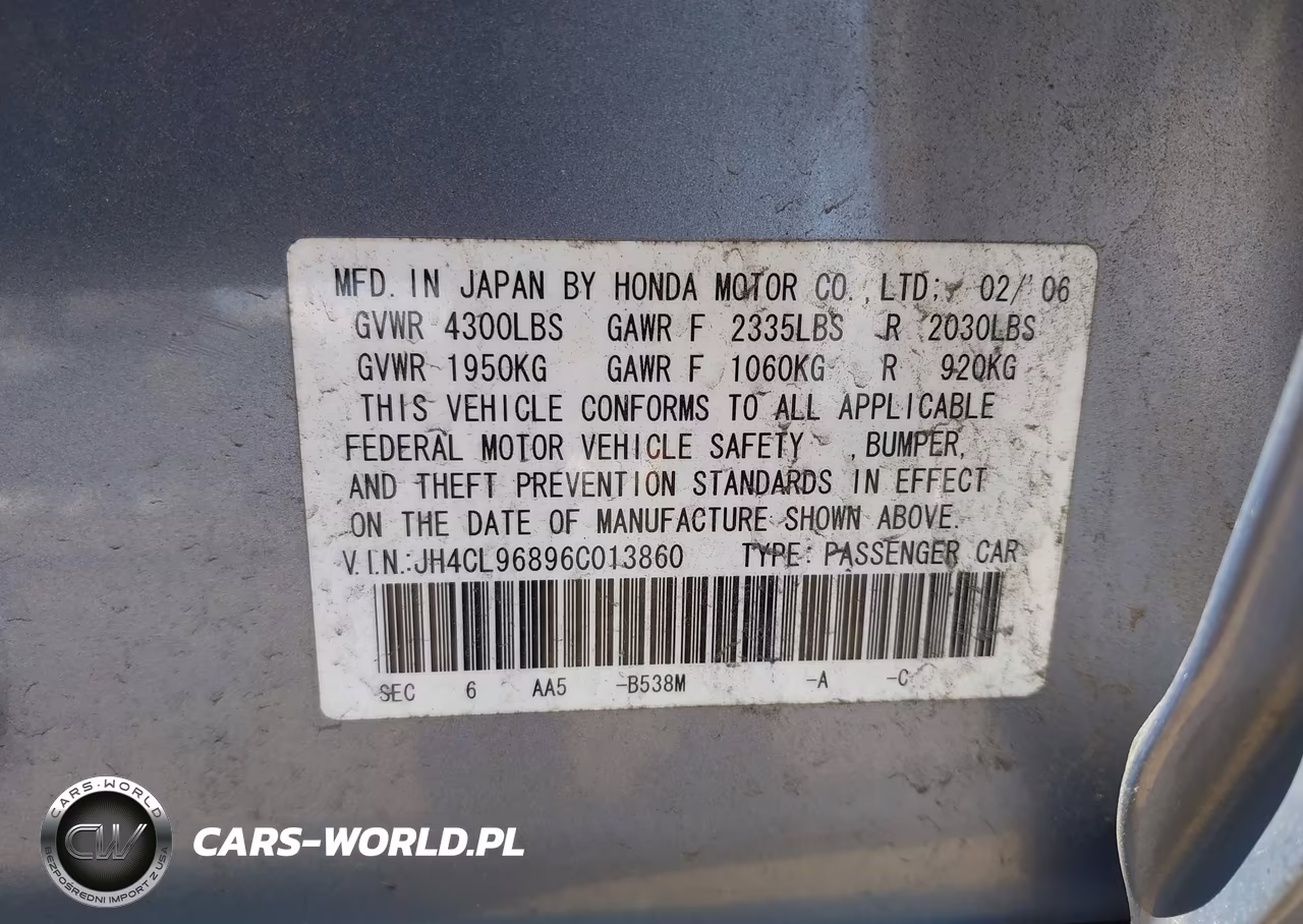 2006 Acura Tsx VIN:JH4CL96896C013860 - 9