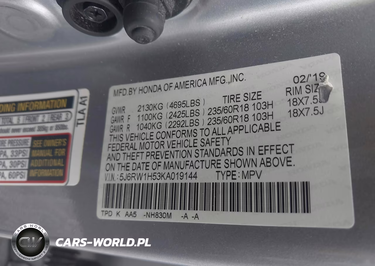 2019 Honda Cr-V Ex VIN:5J6RW1H53KA019144 - 9