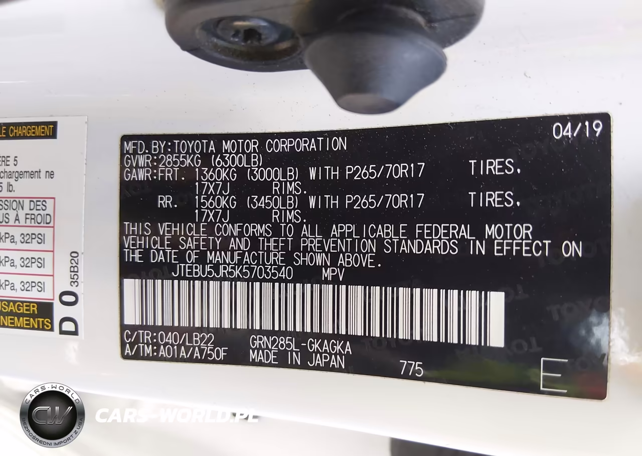 2019 Toyota 4Runner Sr5 Premium VIN:JTEBU5JR5K5703540 - 9