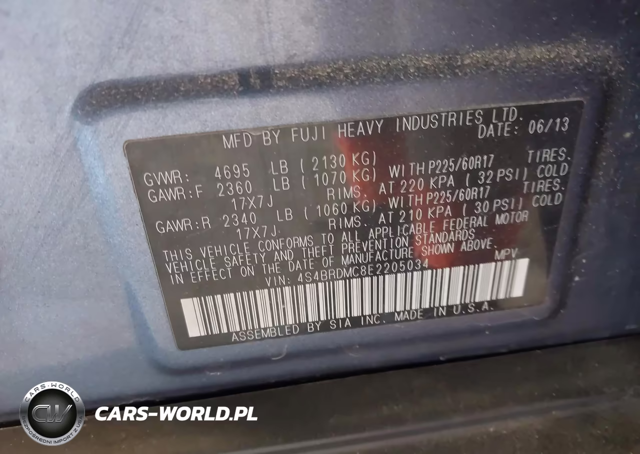 2014 Subaru Outback 3.6R Limited VIN:4S4BRDMC8E2205034 - 9