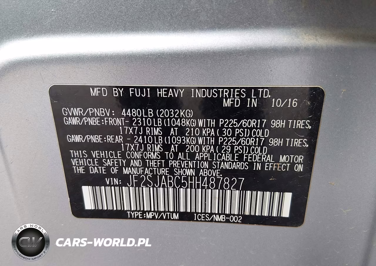 2017 Subaru Forester 2.5I VIN:JF2SJABC5HH487827 - 9