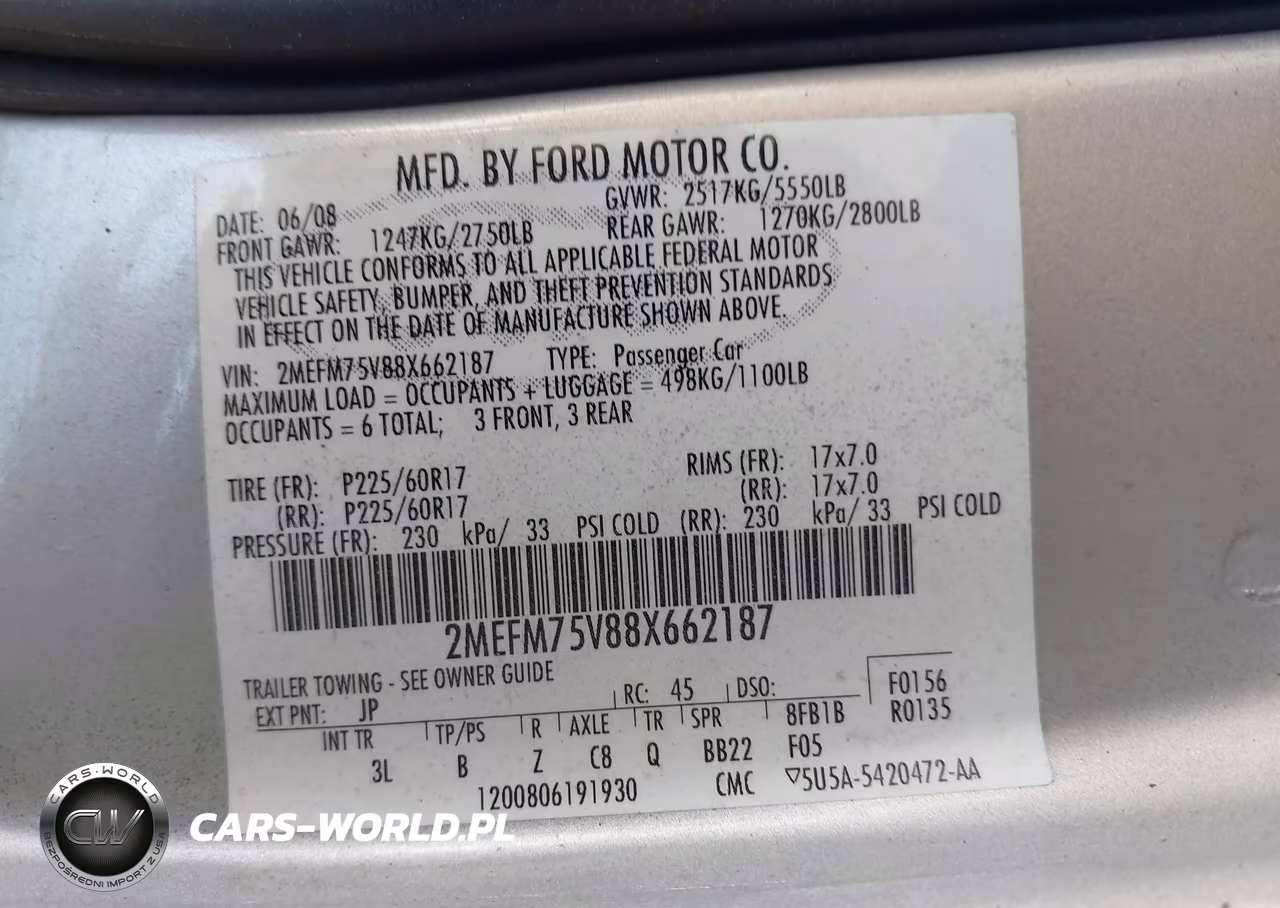 2008 Mercury Grand Marquis Ls VIN:2MEFM75V88X662187 - 9