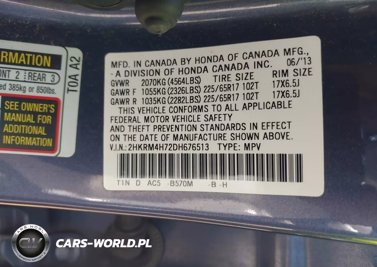 2013 Honda Cr-V Ex-L VIN:2HKRM4H72DH676513 - 9