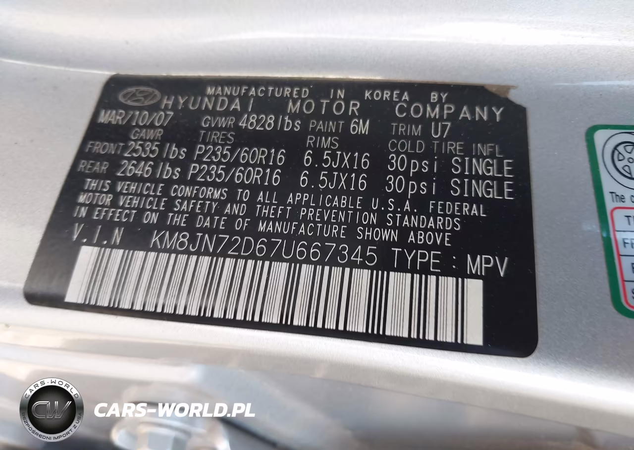 2007 Hyundai Tucson Limited-Se VIN:KM8JN72D67U667345 - 9